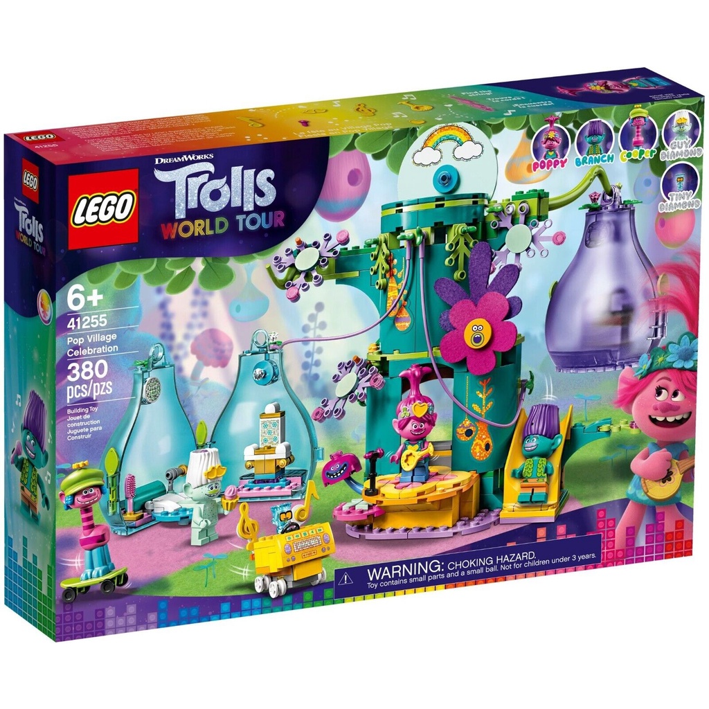 LEGO Trolls - 41255 Pop Village Celebration Set Play World Tour Movies Building Kid Toys Movie Poppy