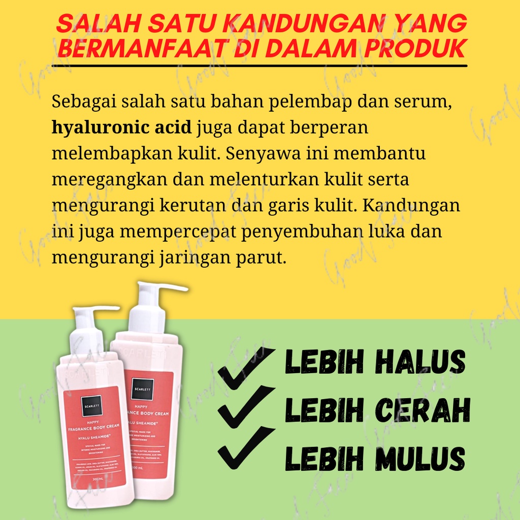 BODY LOTION PEMUTIH SCARLETT BODY CREAM 300ML BPOM ORIGINAL BC HAPPY