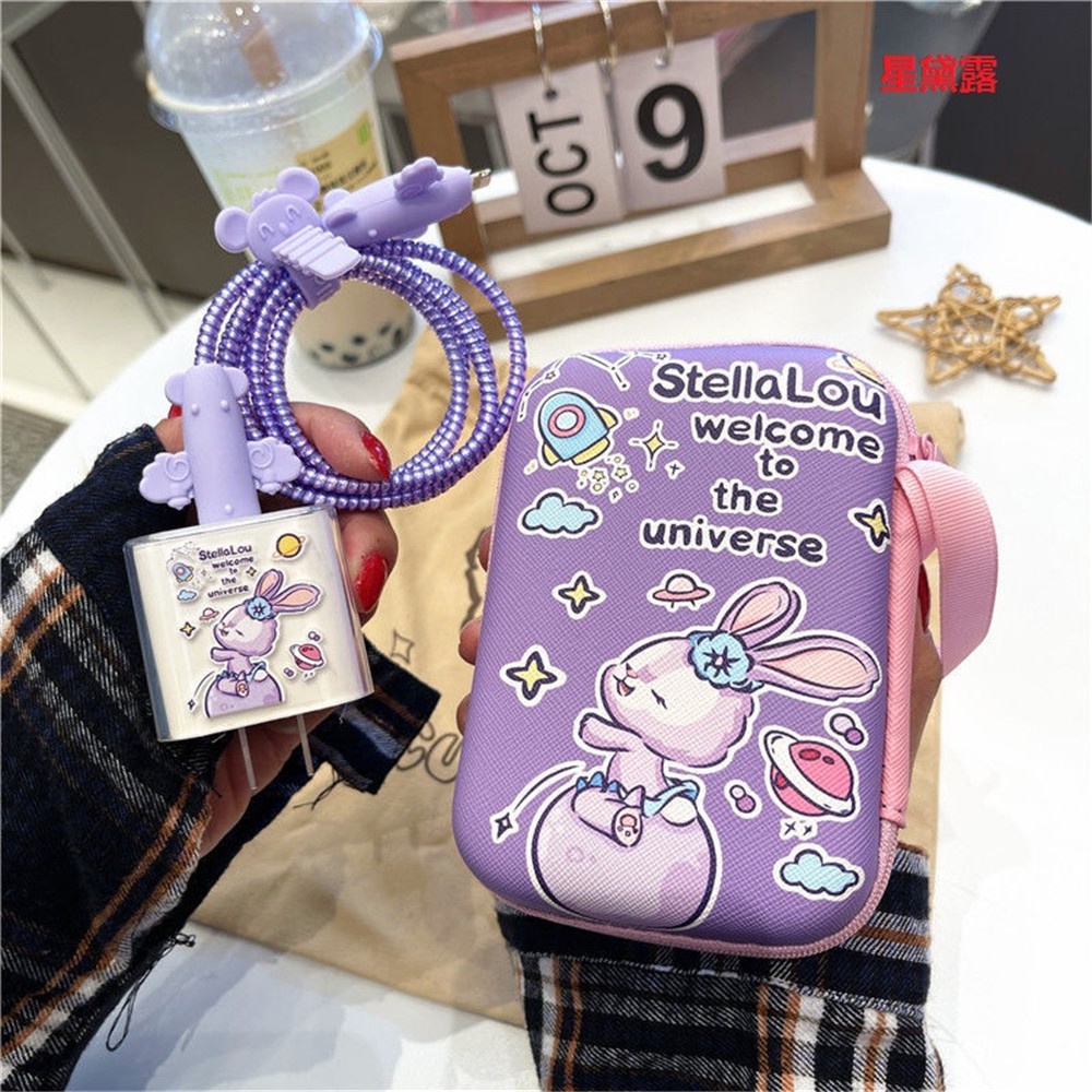 IPHONE 1set Casing Pelindung Kabel Cas Sanrio Kuromi Melody Untuk Iphone18/20w Kepala Cas+Case