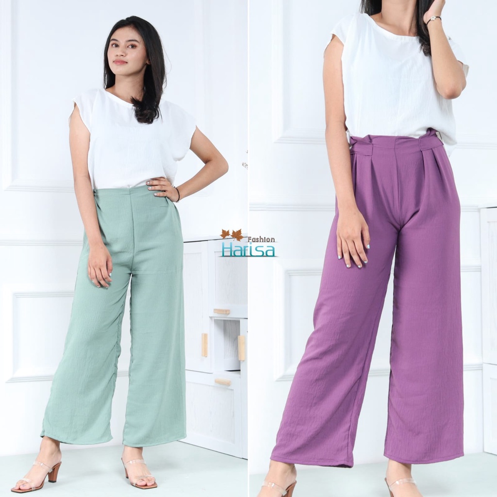 Celana Kulot Wanita Highwaist Pita Crinkle Airflow Premium