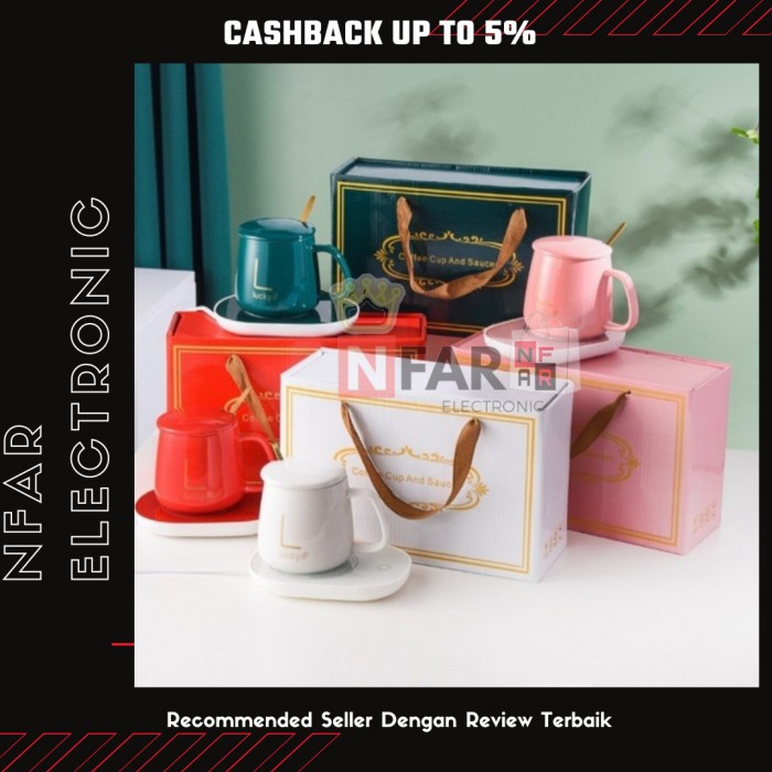 Terlaris Cangkir Gelas Penghangat Set Pemanas Elektrik Mug Cangkir Elektrik Set Pemanas