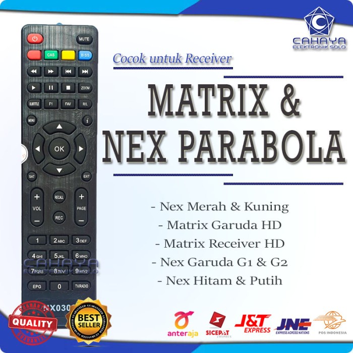 TERLARIS Remot Remote Nex Parabola Merah Kuning Hitam Mola Bisa Matrix Garuda