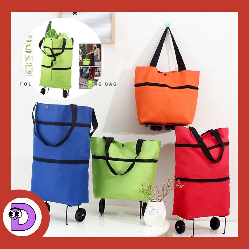 Besar Tas Belanja Lipat Roda Serbaguna Tas Troli Foldable Shoping Trolley Bag Kantong Keranjang Bela