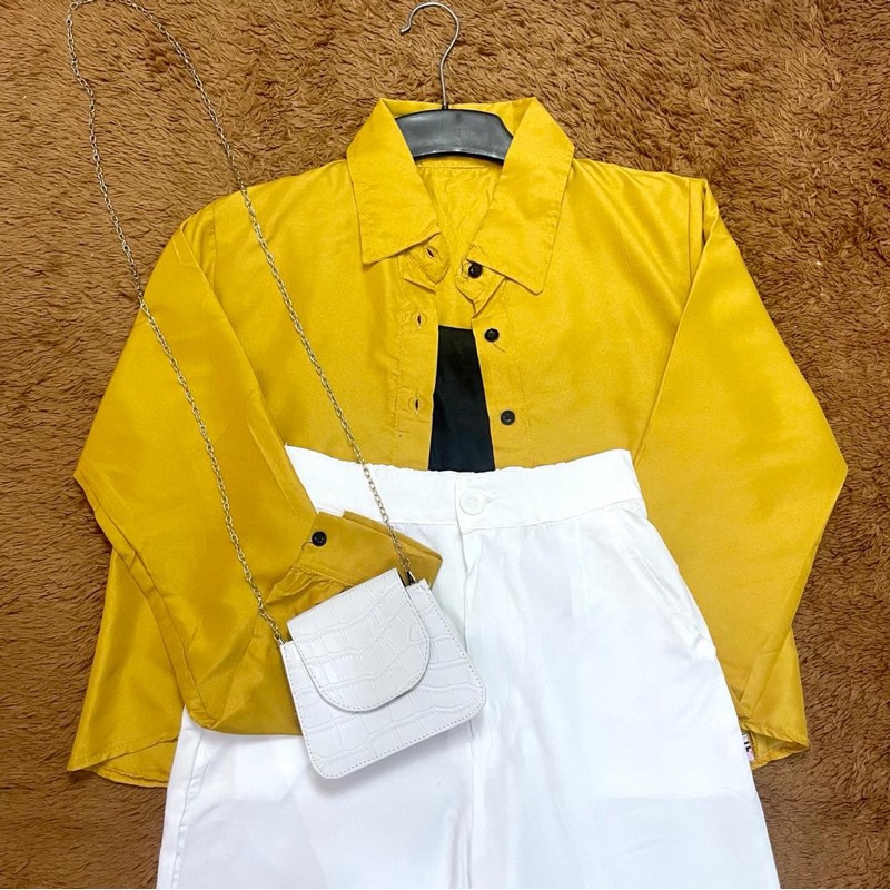 BEFAST - ZRD OOTD SETELAN WANITA MISKA / SETELAN KEMEJA CROP CELANA PANJANG / Oneset Polos formal Wanita / Pakaian Wanita Casual / Set Atasan Kemeja Lengan Panjang+Celana Panjang / Outfit Daily Wanita Hijab Style / Fashion Kekinian Remaja ABG Trendy