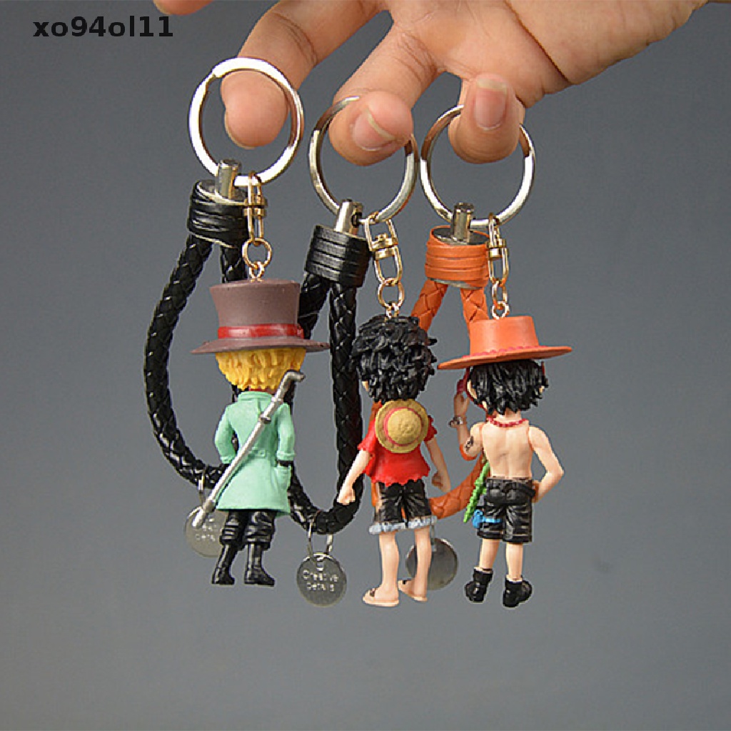 Xo Action One Piece Gantungan Kunci 3D PVC Luffy Zoro Sanji Figure Model Mainan Tas Liontin OL