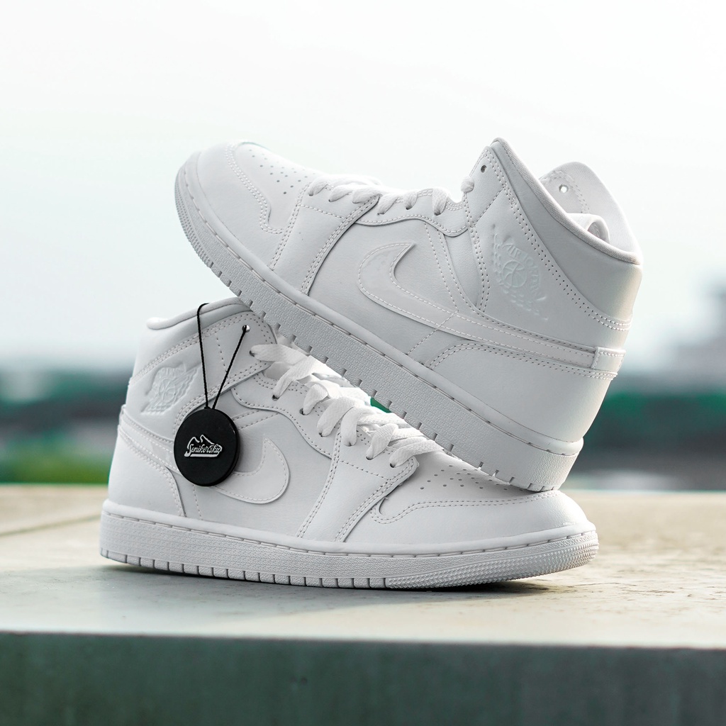 Air Jordan 1 Mid Triple White Womens