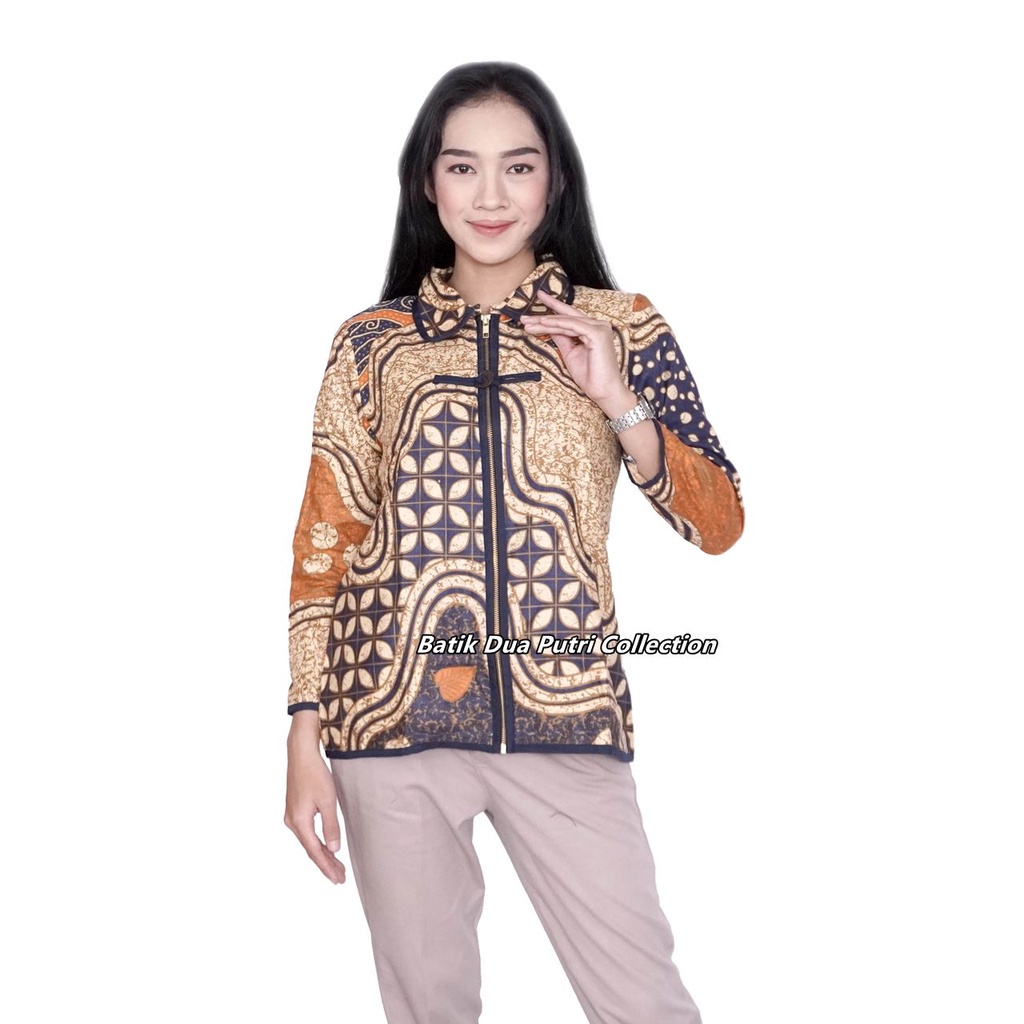 Atasan Batik Wanita Blouse Batik Resleting Depan Batik Dua Putri