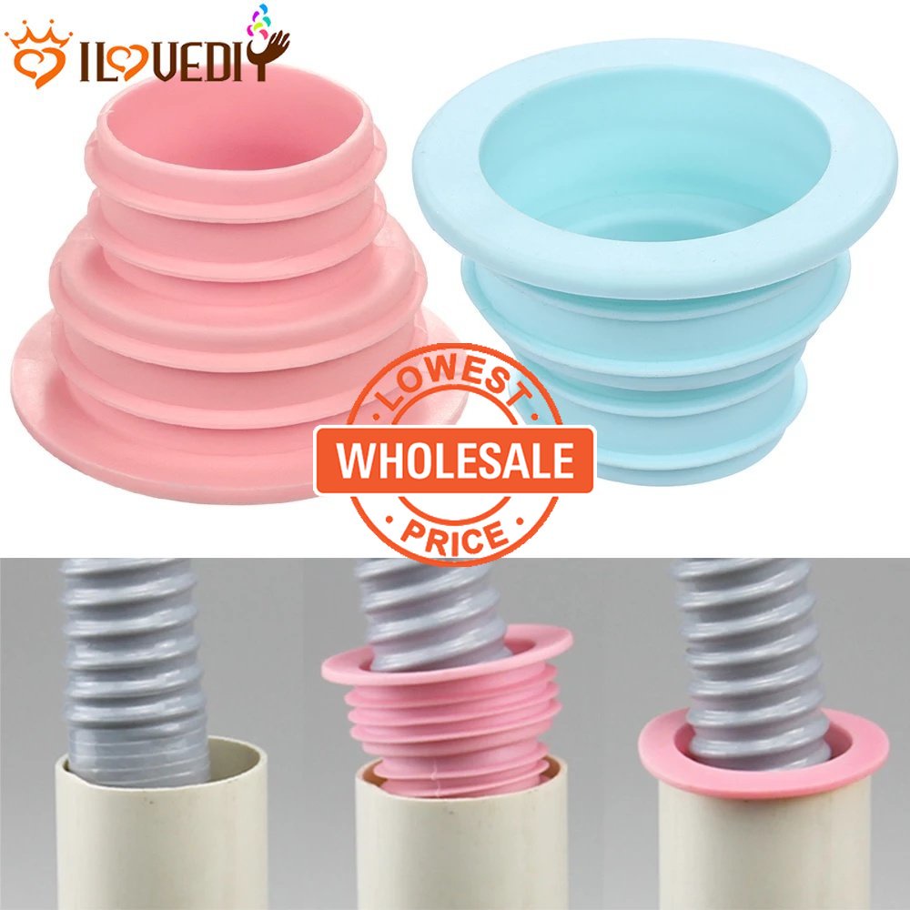 [Harga Grosir] 1Pc Warna Acak Teleskopik Anti-blocking Aksesoris Mesin Cuci Bathtub Pipa Drain Plug Selokan Anti Bocor Sealing Ring Anti Serangga Anti Bau Wastafel Lingkaran