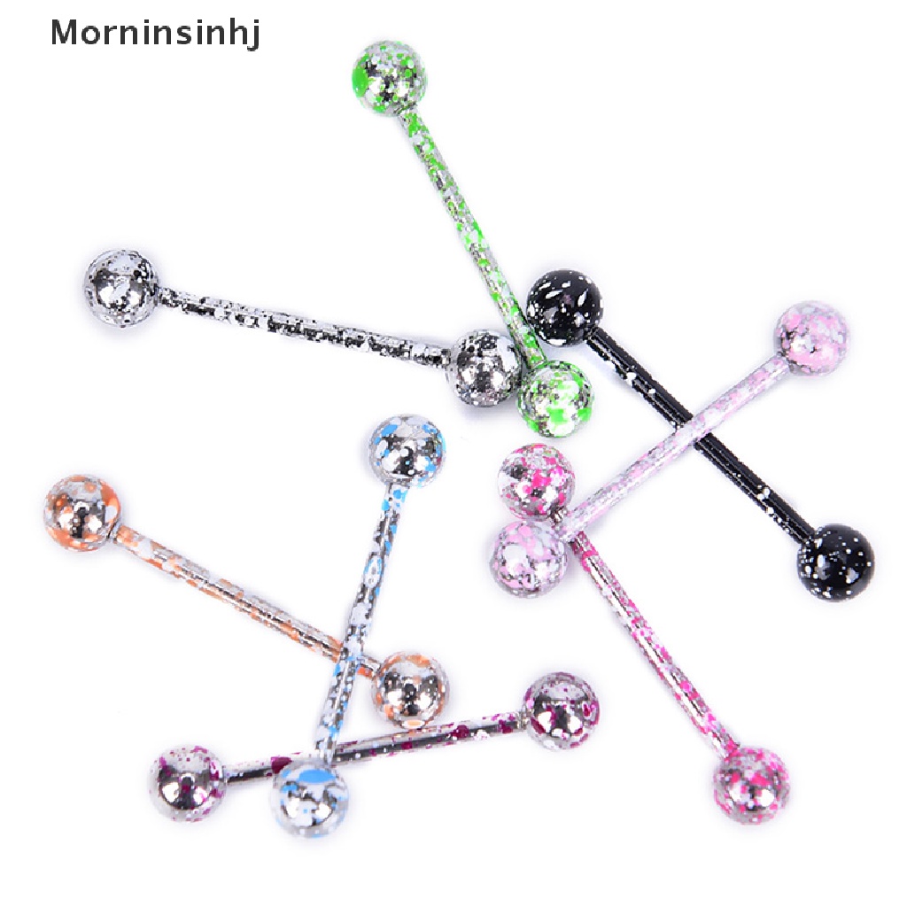 Mornin 8PCS/Set Mix Cincin Lidah Bar Bola Stainless Steel Warna-Warni Perhiasan Tubuh id