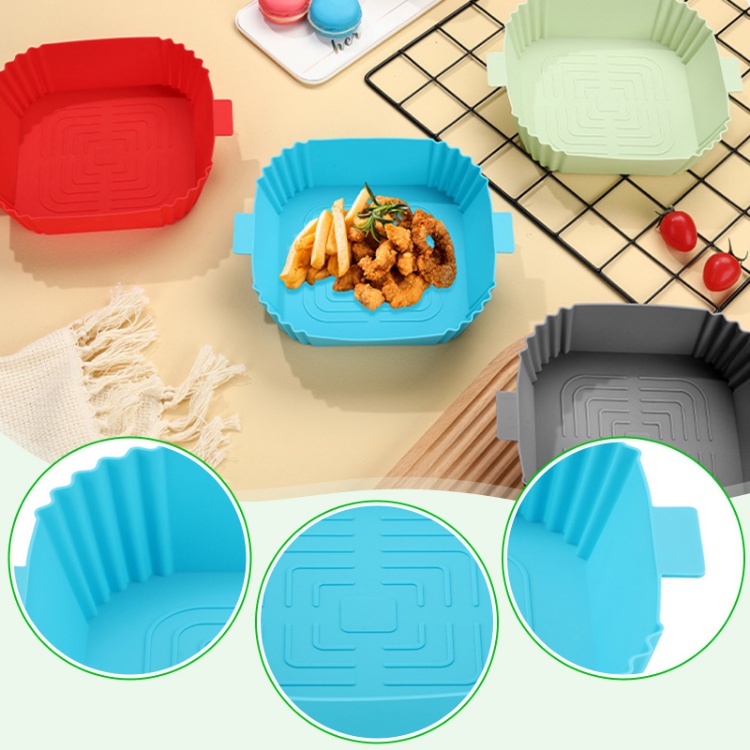 Air Fryer silicone pot wadah  besar bulat/persegi panjang pan keranjang basket baskom