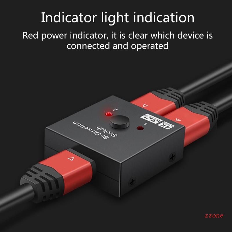 Zzz Saklar 4K 2port Bi-directional 1x2/2x1 Switcher Splitter Mendukung Ultra 4K 1080P