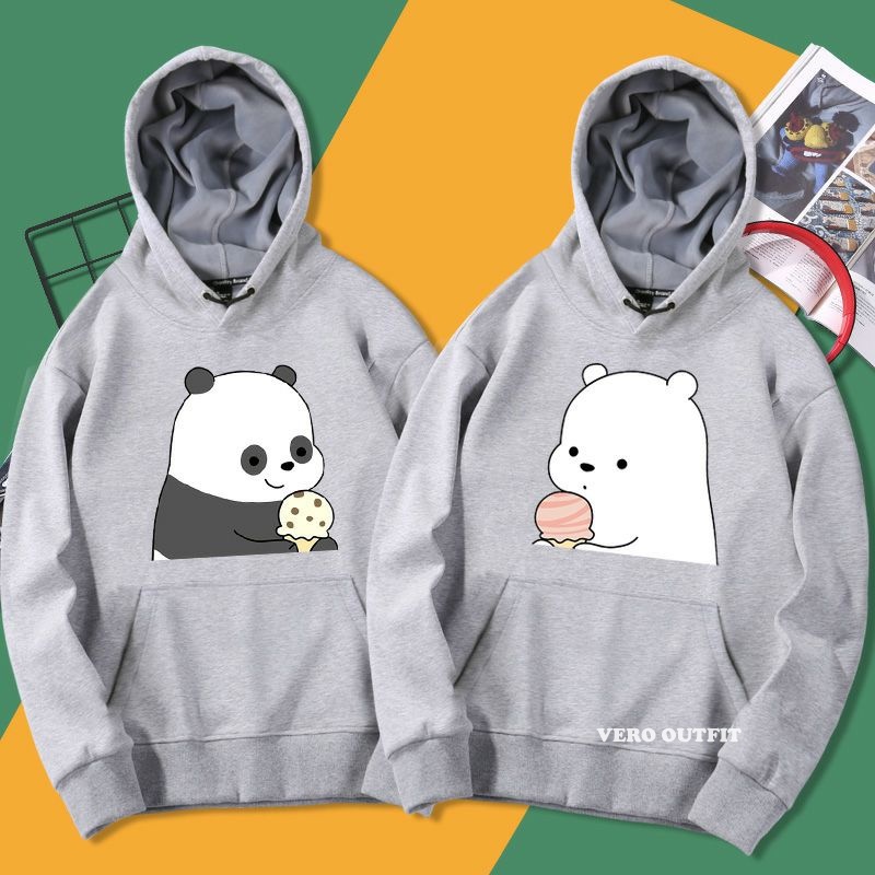 Hoodie Baju Sweatshirt Couple Kapel Kapelan Pasangan Pria Wanita Model Distro Bear Bears Beruang Cut