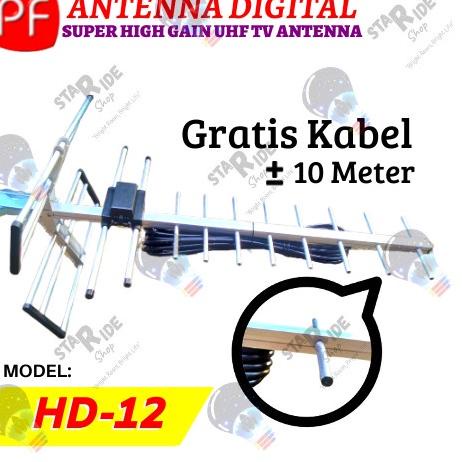 ► Antenna / Antena Digital High Gain DVB-T2 / DTV + Kabel 10 Meter + Jack TV ✥
