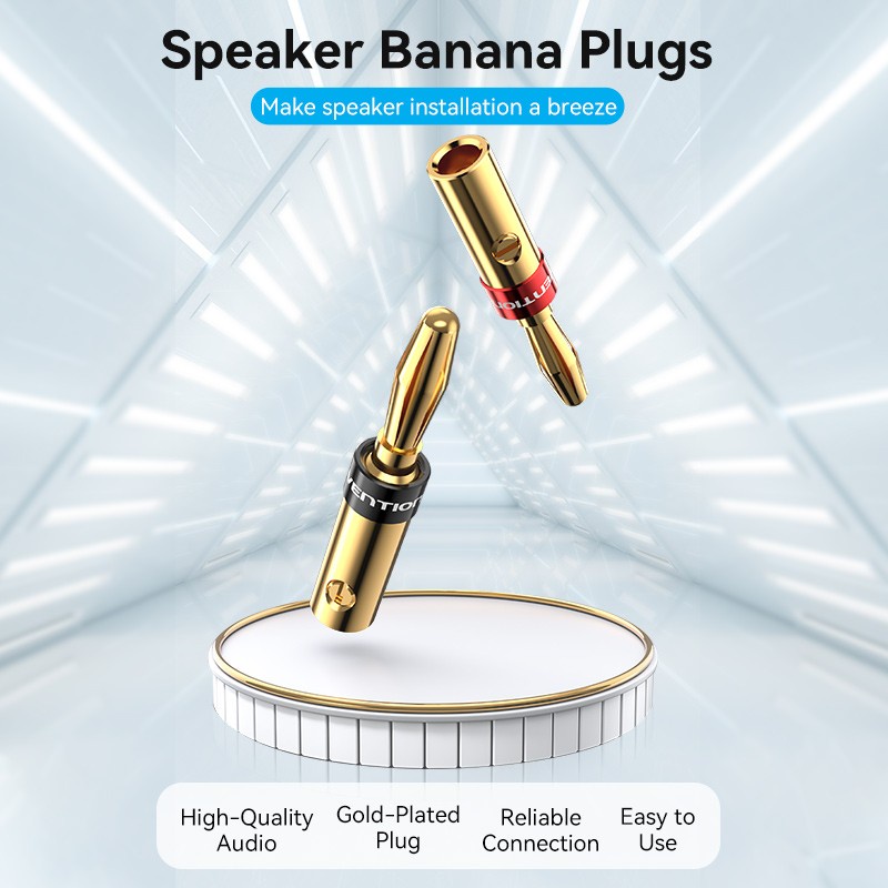 Vention BFD Banana Plug Jack Konektor Kabel Speaker Gold Plated