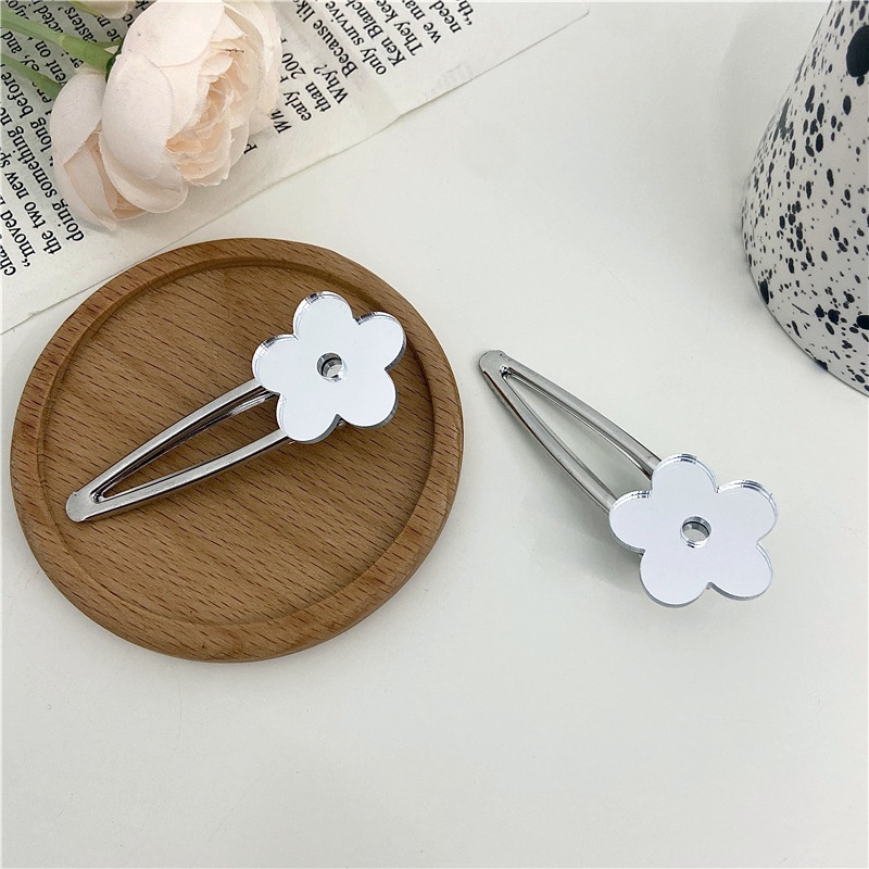 Magic789 Sweet Mirror Surface Flower Hair Clip Untuk Wanita Perempuan Gaya Blossom Jepit Rambut Temperamen Bobby Pin Aksesoris Rambut Kreatif