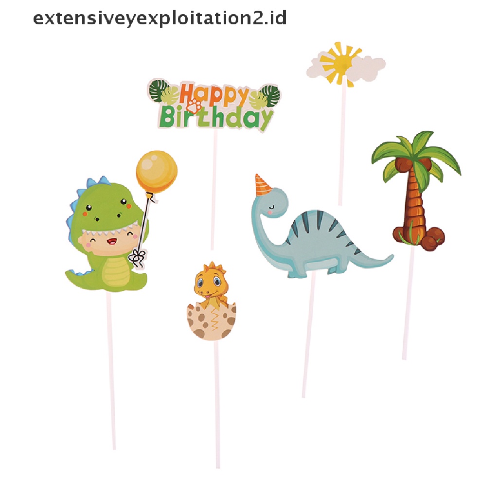 {NEW} 1set Topper Kue Ulang Tahun Dinosaurus Hutan Dekorasi Kue Dino Perlengkapan Pesta.