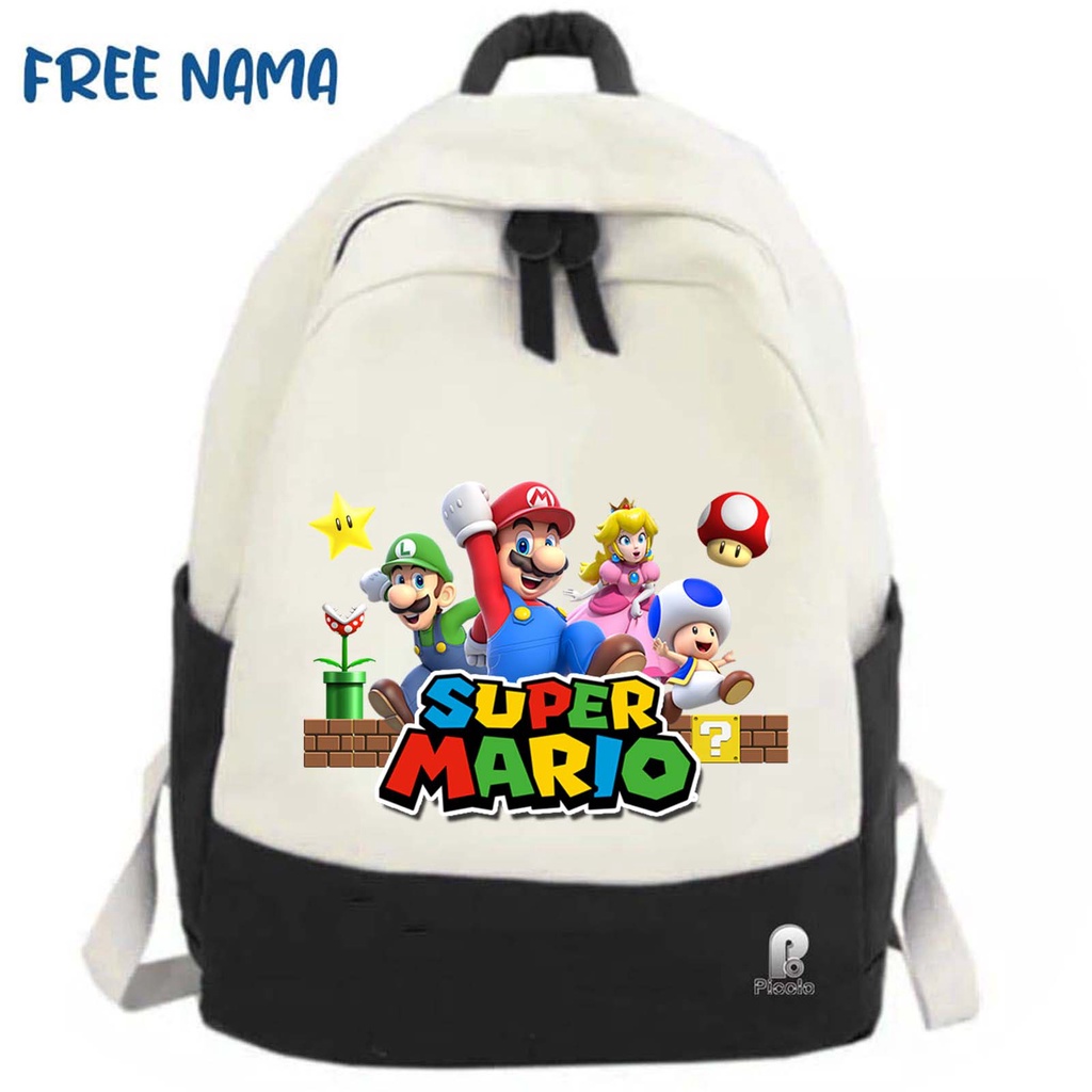 TAS RANSEL BACKPACK ANAK SEKOLAH MOTIF SUPER MARIO UNISEX (FREE NAMA)