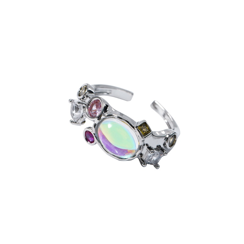 Moonstone Cincin Aksesoris Adjustable Kepribadian Fashion