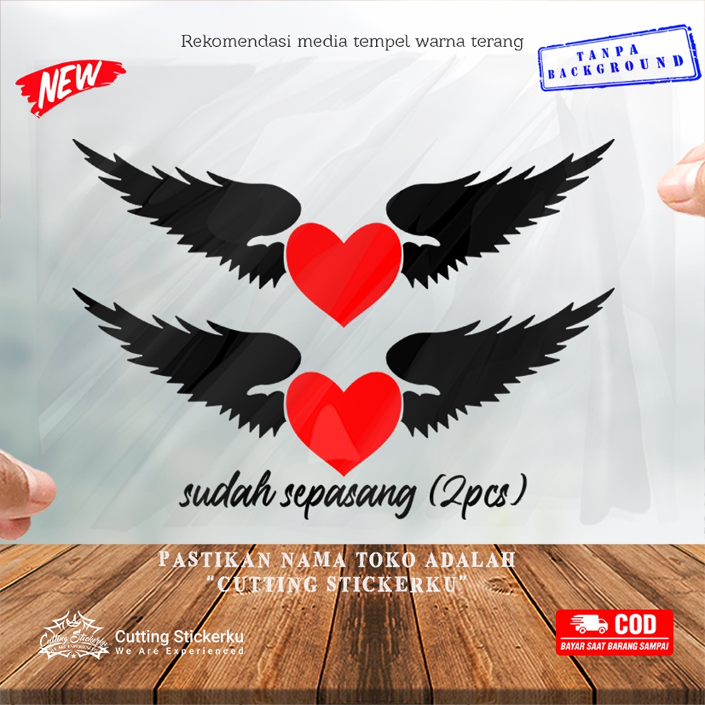 Cutting Stiker Heart Wings Variasi Motor Mobil Sticker Bunga Cantik Lucu Timbul Keren Nyala Dasbor Spakbor Visor Body Kaca Helm Laptop Hologram Reflective Tahan Air Setiker Veriasi Bodi Samping Jepang Matic Scoopy Vario Beat Nmax Pcx Vespa Windshield Love