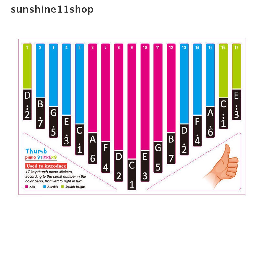 Sho17kunci Kalimba Scale Sticker Jempol Jari Piano Note Instrumen Kunci Aksesoris Stiker Tab Untuk Pemula Aksesoris Instrumen Musik N
