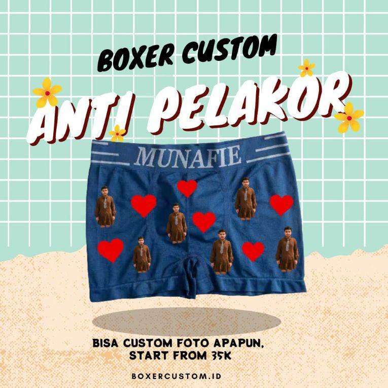 VIRAL SEHARIJADI / SATU HARI JADI BOXER CUSTOM / CUSTOM BOXER MUKA PACAR / KADO ULTAH / BOXER ANTI S