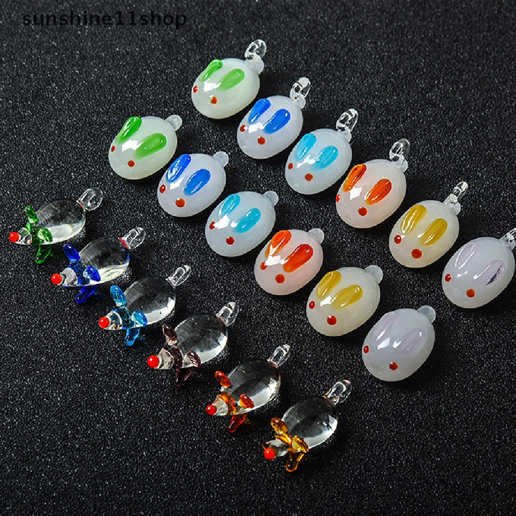 Sho 5pcs Manik-Manik Longgar Kaca Lampwork Bentuk Kelinci Handmade Untuk Membuat Perhiasan Temuan Kerajinan DIY N