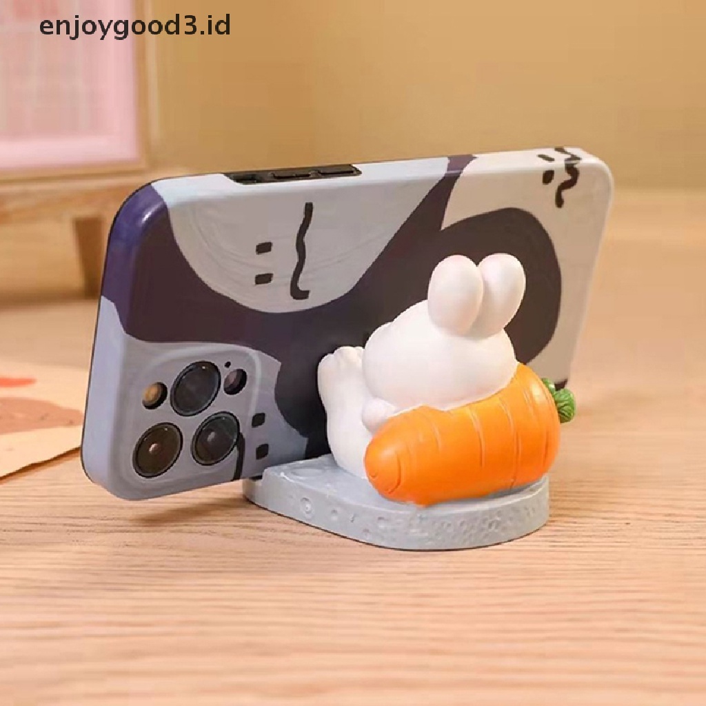 【 Rready Stock 】 1PC Cute Resin Rabbit Phone Holder Universal Mobile Phone Stand Holder Ornaments Toys Home Office Desktop Decoration （ ID ）