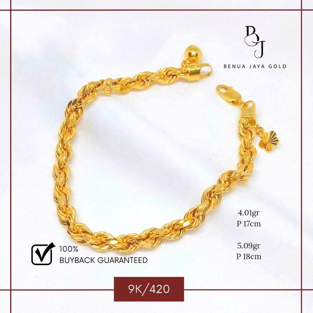 Gelang Tambang Lilit Korea Emas 9K/420