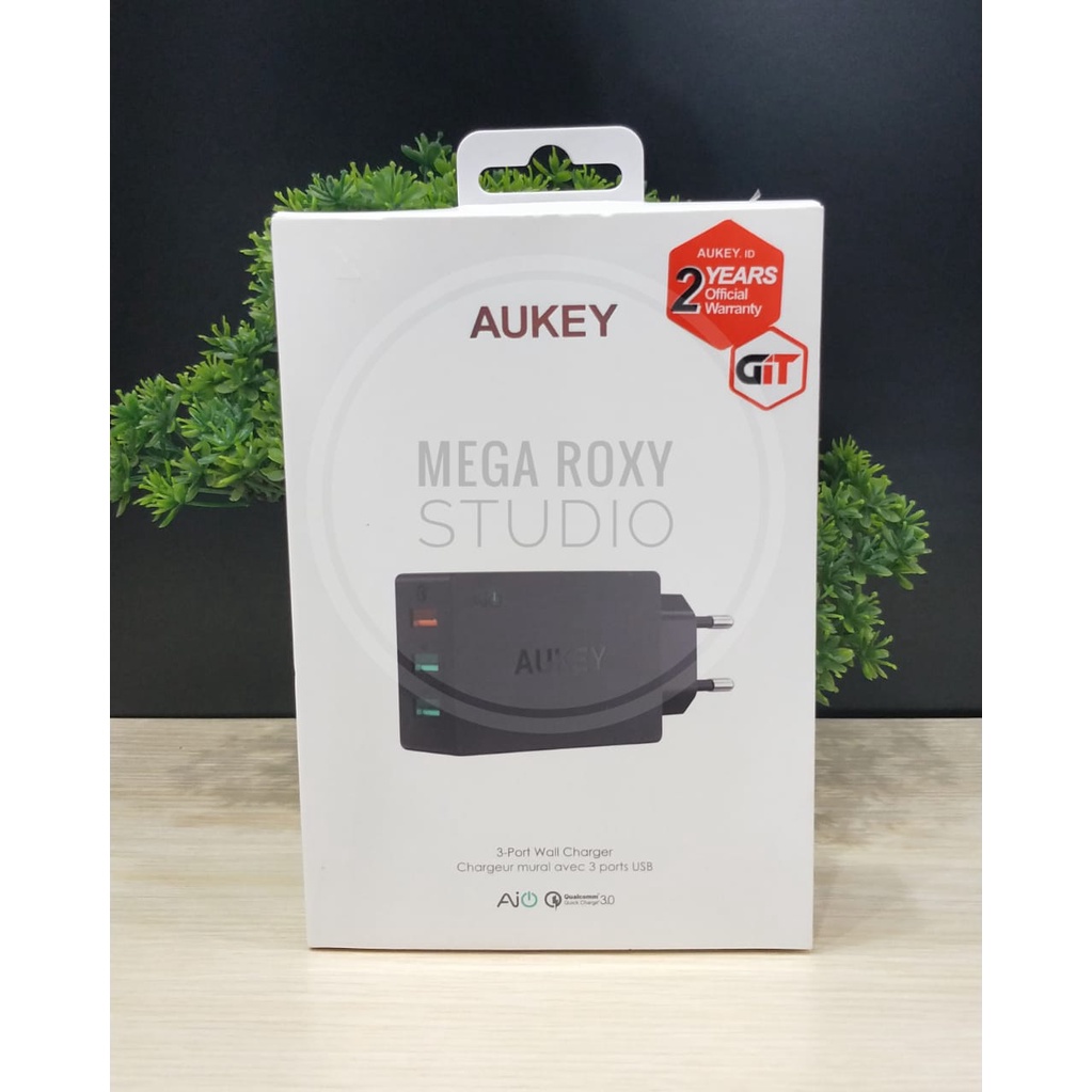 Aukey Charger 3 Port USB Quick Charge 3.0 Fast Charging PA-T14 casan aukey T14