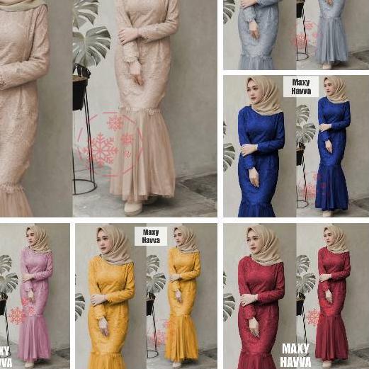 ➣ MAXY HAVVA JUMBO/ GAMIS BRUKAT TILE/ Gamis lebaran /maxy duyung mermaid brukat MAXY HAJUKU GAMIS B