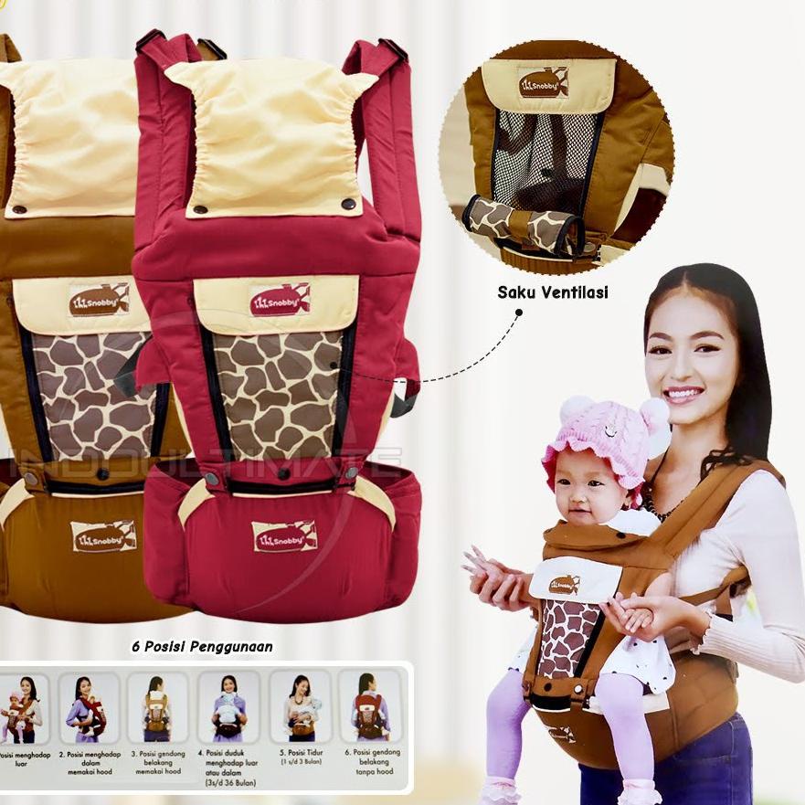 Promo |KSH|6in1 Posisi Hipseat Gendongan Duduk + Penutup Kepala SNOBBY BY-552 Gendongan Depan Gendon