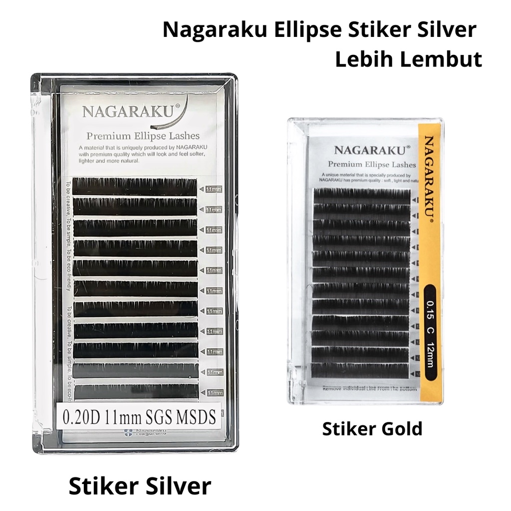 NAGARAKU PREMIUM ELLIPSE LASH BULU MATA EYELASH EXTENSION/ Nagaraku Silver