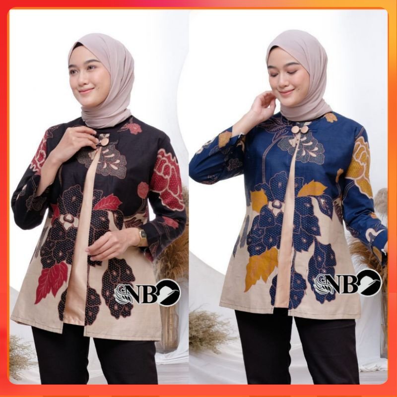 ATASAN BATIK WANITA MODERN BAJU BATIK KANTOR WANITA BATIK NEW BLUS SERAGAMAN BN