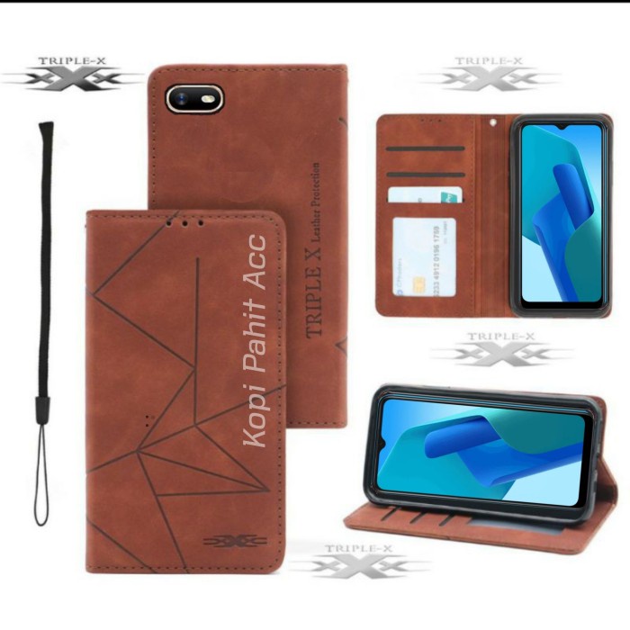 Oppo A1K Flip Cover Wallet Leather Case Dompet Sarung kulit Magnet Case Sarung Kulit Premium