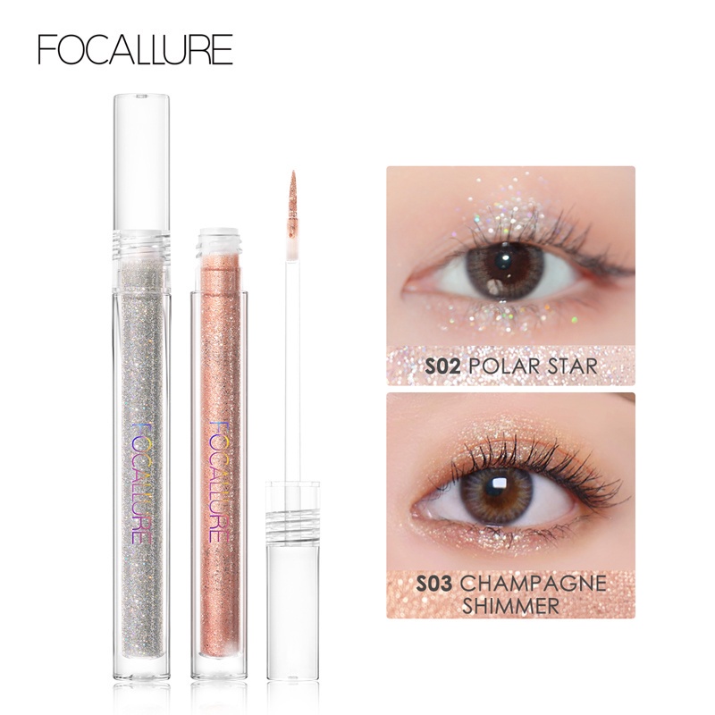 NIK - Focallure Glittering Starlight Liquid Eyeshadow Shimmer Eye Makeup fa195 BPOM ORIGINAL