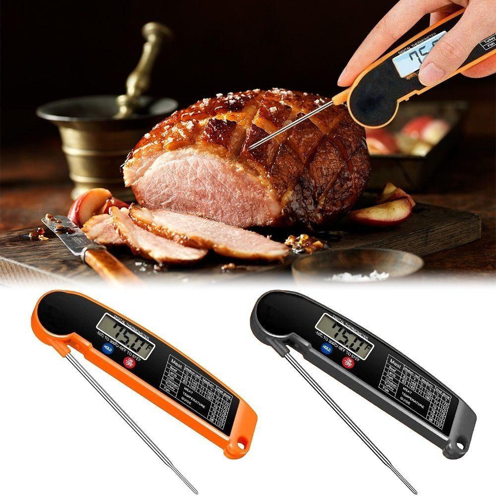 Solighter Termometer Digital Stainless Steel Mudah Disimpan Lipat Ultrathin Barbecue Probe Suhu