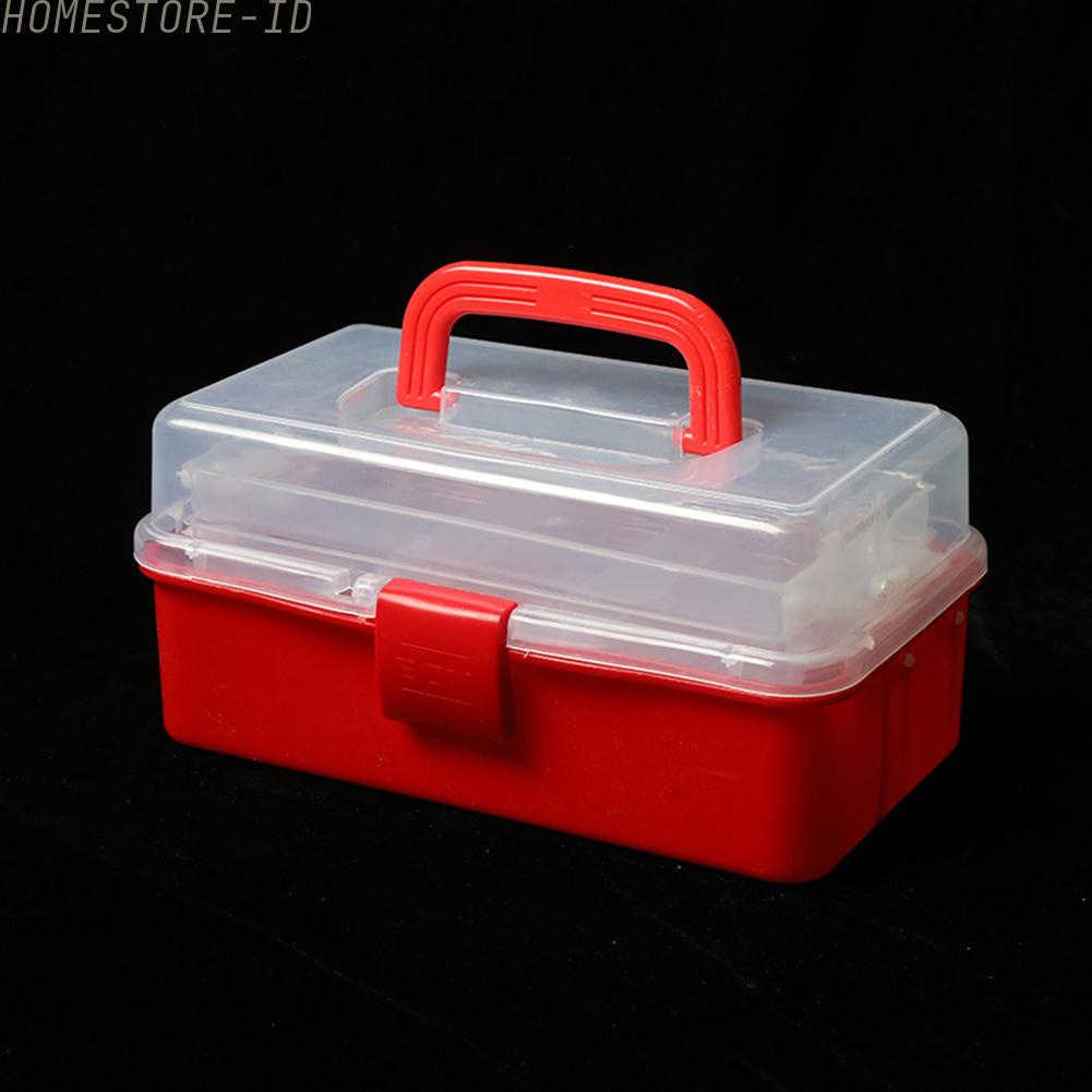 Kotak Penyimpanan Bergagang Plastik Warna-Warni Dapat Dilipat 3lapis Case Organizer Container