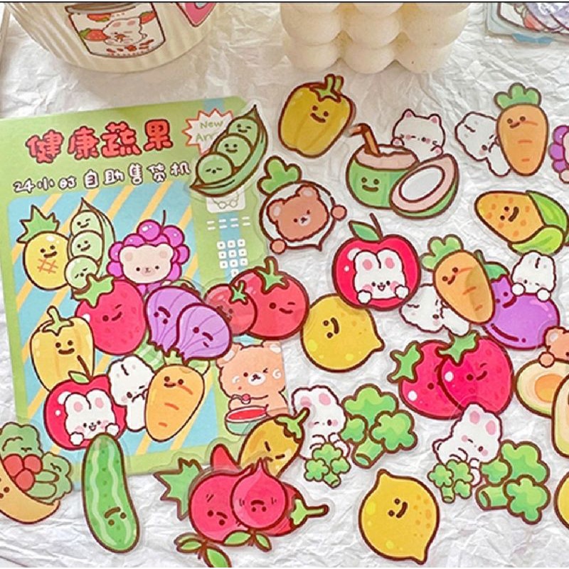 

stiker lucu share isi 5pcs random rabbit kucing beruang stiker bening sticker