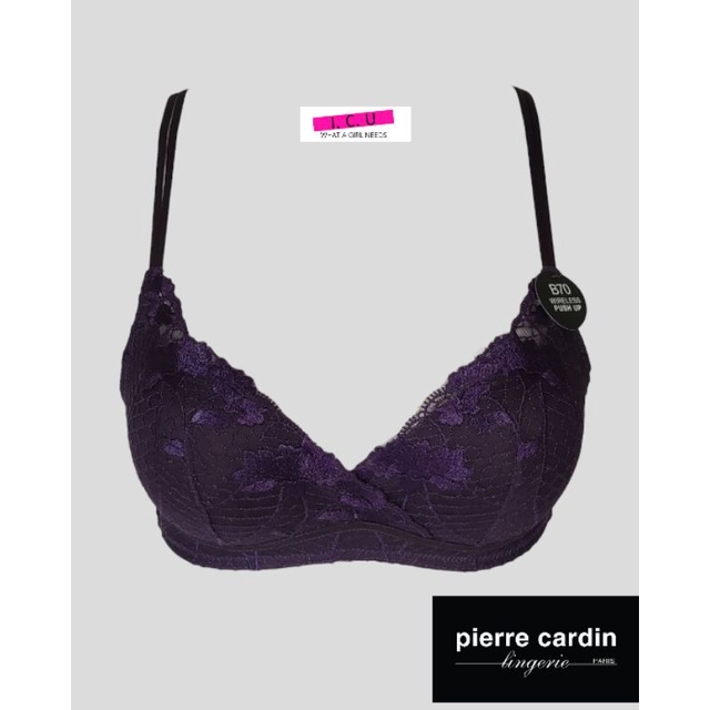 Bra Tanpa Kawat Wireless Push Up Pakaian Dalam Wanita Original Pierre Cardin 609-62188B Dark Purple 