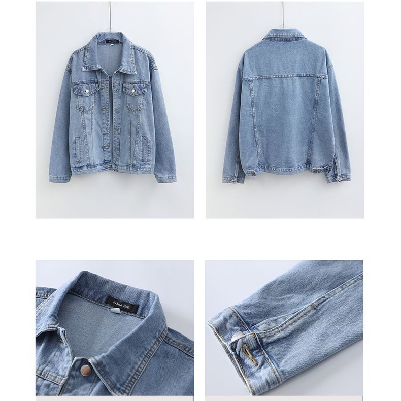 Jaket jeans wanita oversize jeans denim Korean Style jacket cewek kekinian Import kemeja Denim Gaya Sporty