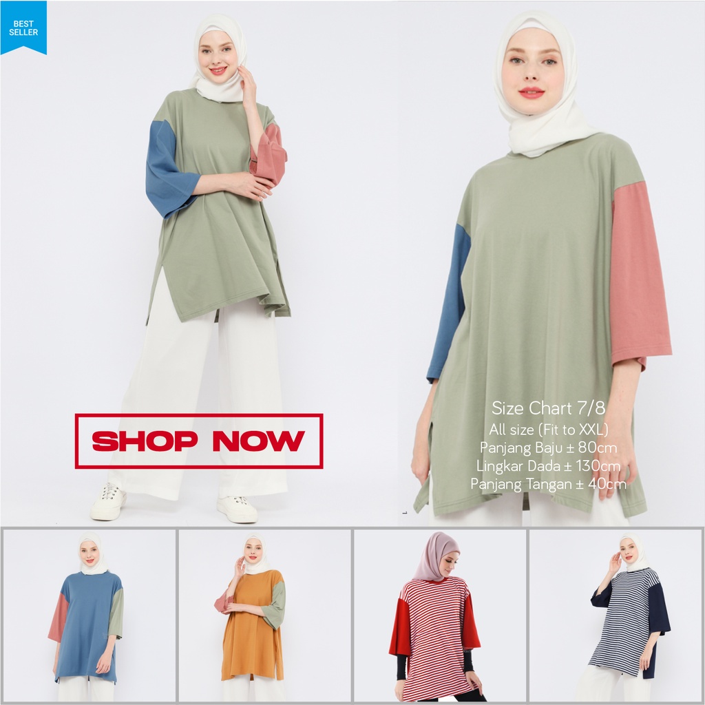Kaos Oversize Wanita lengan 7/8 LD 130 Basic Oversized
