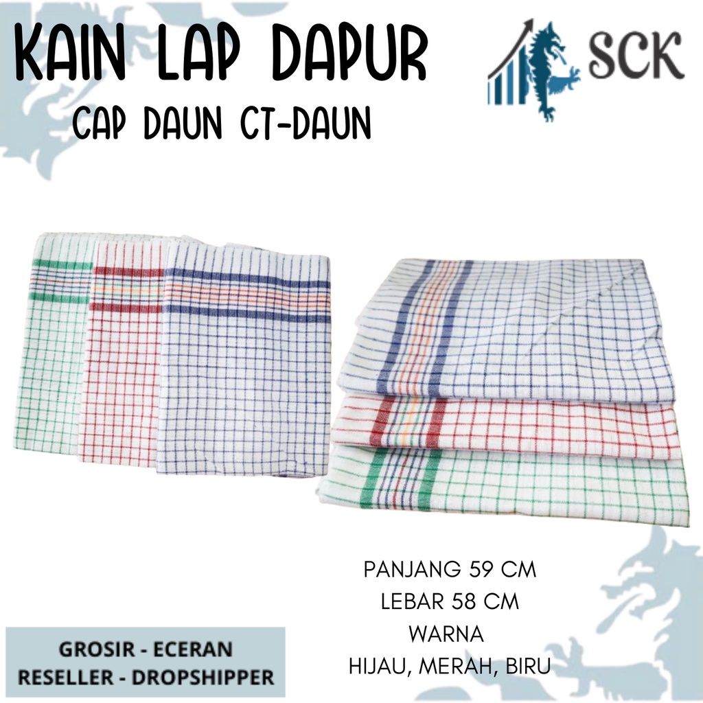 [ISI 3] Serbet CAP DAUN CT-DAUN / LAP DAPUR MOTIF KOTAK KAIN KATUN - sckmenwear GROSIR