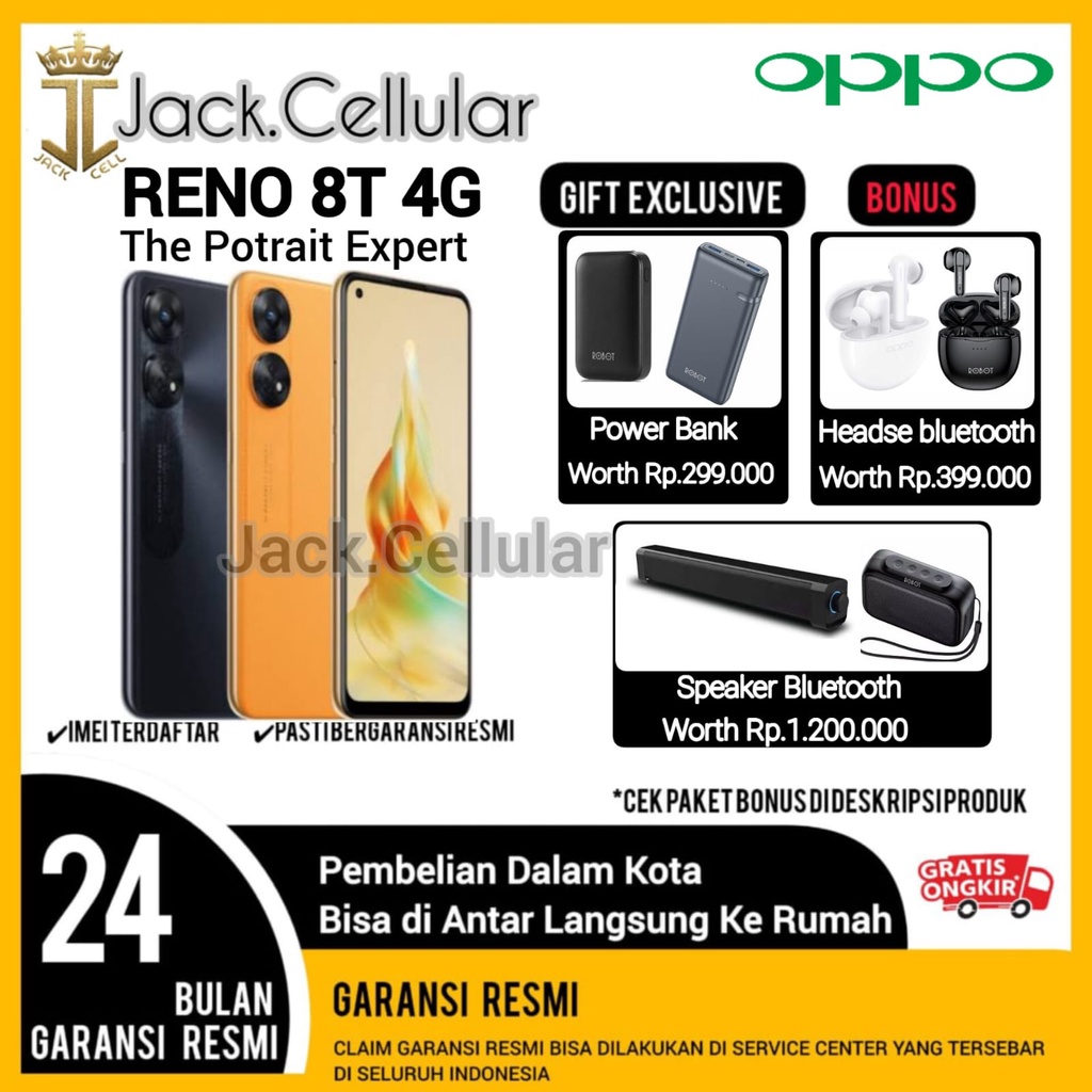 Oppo Reno 8T 5G 8/256GB | Oppo Reno 8T 4G 8/256gb Garansi Resmi Oppo Indonesia