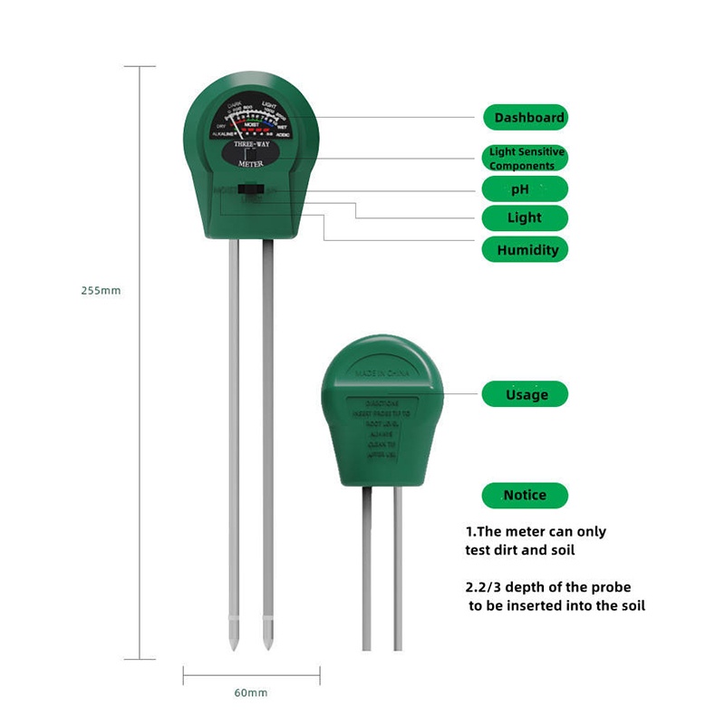 Digital Soil Analyzer Tester 3 4 in 1 Meter Alat Ukur pH Tanah Analyzer Temperature Sunlight Intensity Measurement