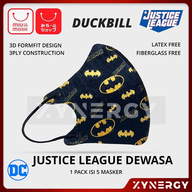 Masker MIU MASK Justice League 3D Duckbill Mask Dewasa (3Ply)