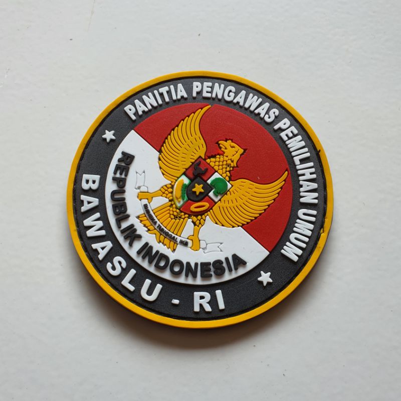 patch rubber logo bawaslu RI /badan pengawas pemilihan umum / pemilu / tempelan emblem karer velcro