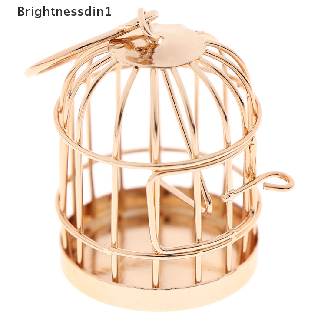 [Brightnessdin1] 1: 12aksesoris Rumah Boneka Miniatur Logam Emas Sangkar Burung Rumah Boneka birdcage Butik