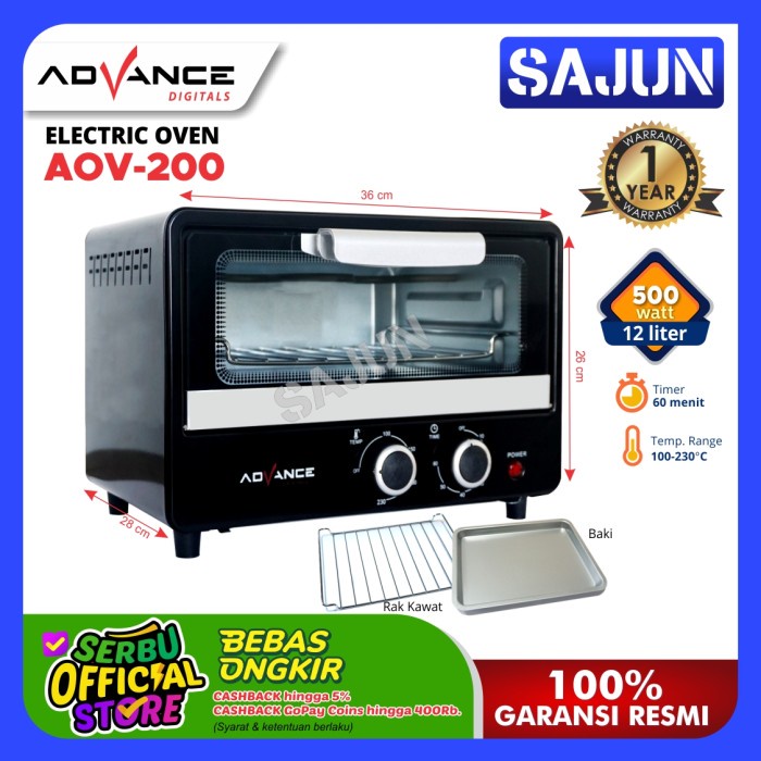 Oven Listrik Advance AOV200 Electric Oven 12 Liter 500W AOV-200