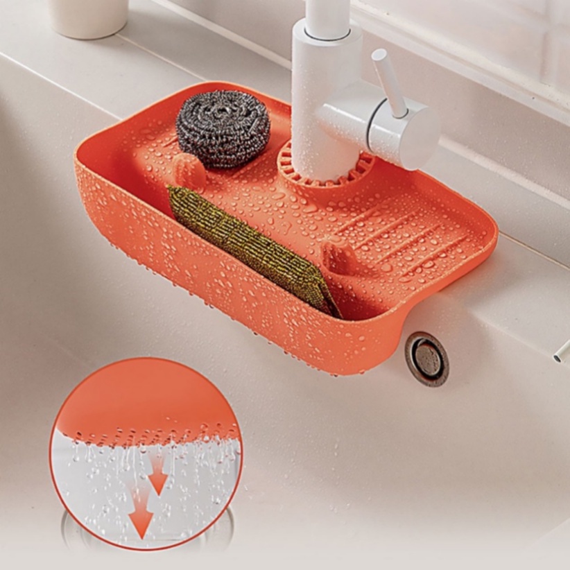 【COD】Silikon Faucet Splash Mat Wastafel Sabun Kamar Mandi Dispenser Drain Pad Wastafel Faucet Drain Organizer