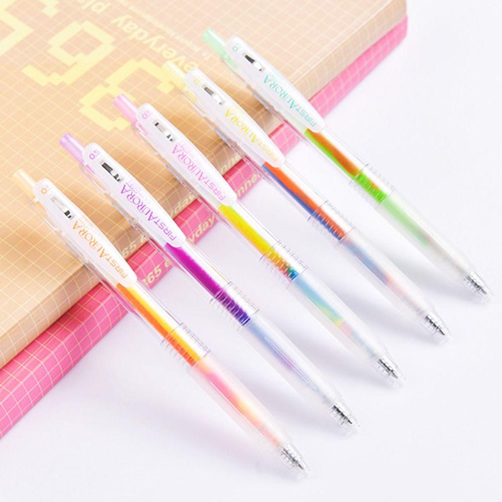 Agustin Press Gradient Gel Pen Kawaii 0.5mm Hand Akun Alat Tulis Siswa Sekolah Perlengkapan Kantor Untuk Anak Anak Menulis Pena Gambar